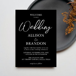 Invitation Typographie manuscrite unique Mariage Noir Blanc