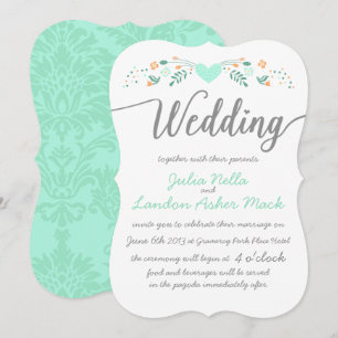 Invitation Typographie mariage Folk Art Floral Mariage invite