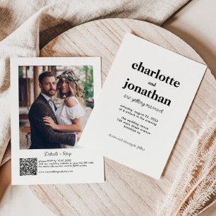 Invitation Typographie mariée moderne QR Code Mariage photo
