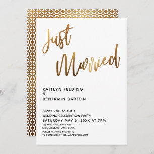 Invitation Typographie Mariée Réception de mariage d'or