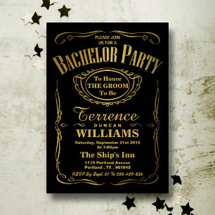 Invitation Typographie métallisée dorée tendance pour enterre