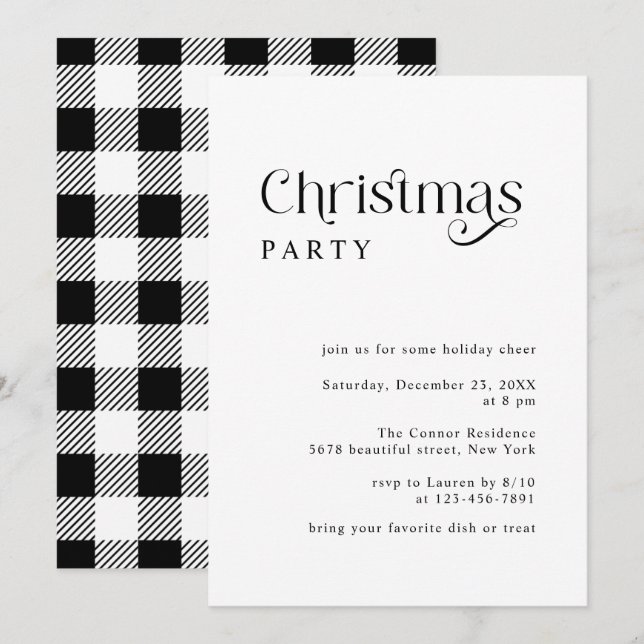 Invitation Typographie minimale Fête de Noël rétro (Devant / Derrière)