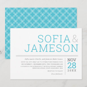 Invitation TYPOGRAPHIE MINIMALE simple moderne bleu turquoise