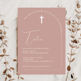 Invitation Typographie minimaliste arche rose arche baptême
