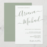 Typographie minimaliste chic Mariage vert Sage