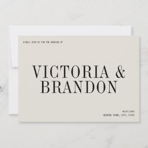 Invitation Typographie minimaliste classique chic Mariage mod