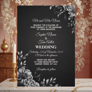 Invitation Typographie Minimaliste Élégante Mariage Noir Blan