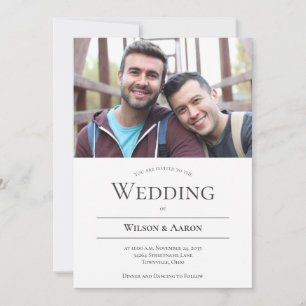 Invitation Typographie minimaliste LGBT Mariage photo