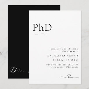Invitation Typographie minimaliste moderne Doctorat