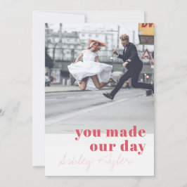 Invitation Typographie minimaliste moderne Mariage Merci phot