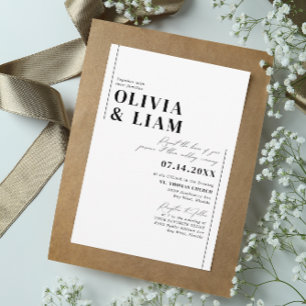 Invitation Typographie minimaliste moderne Mariage noir blanc
