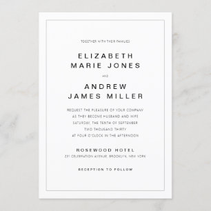Invitation Typographie minimaliste moderne Simple Mariage fro