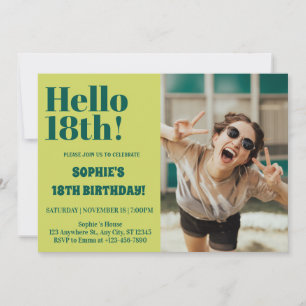 Invitation Typographie moderne 18e anniversaire fête de la ph