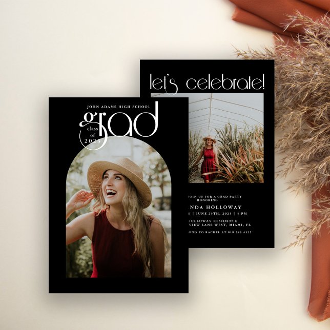 Invitation Typographie moderne 2 Diplôme photo (Créateur téléchargé)