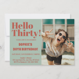 Invitation Typographie moderne 30e anniversaire fête de la ph