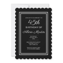 Typographie moderne 45e anniversaire Noir et Blanc