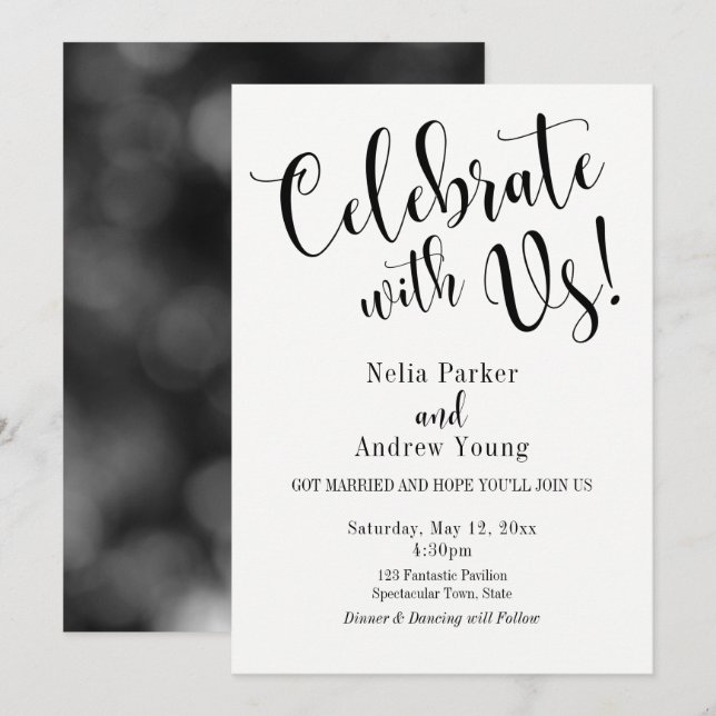 Invitation Typographie Moderne Après Célébration de Mariage (Devant / Derrière)