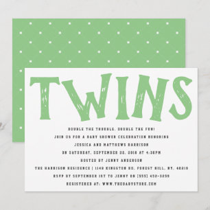 Invitation Typographie moderne Baby shower des jumeaux neutre