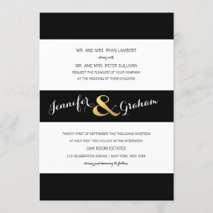 Invitation Typographie moderne Bandes noires et blanches   Do