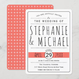 Invitation Typographie moderne corail mariage vivant arrondi