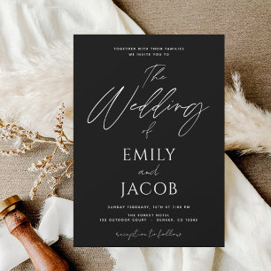 Invitation Typographie moderne du Mariage noir blanc