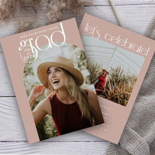 Invitation Typographie moderne Dusty Pink 2 Diplôme photo