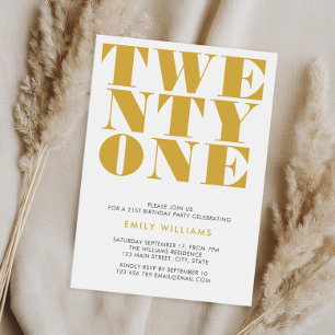 Invitation Typographie moderne Elegant Blanc Or Gras