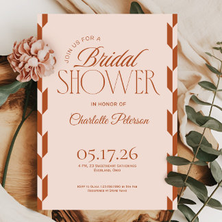 Invitation Typographie moderne en terre cuite striée Baby Sho