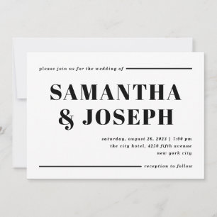 Invitation Typographie moderne et audacieuse   Mariage minima