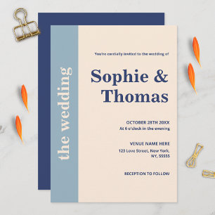Invitation Typographie moderne Gras Dusty Mariage de la Marin