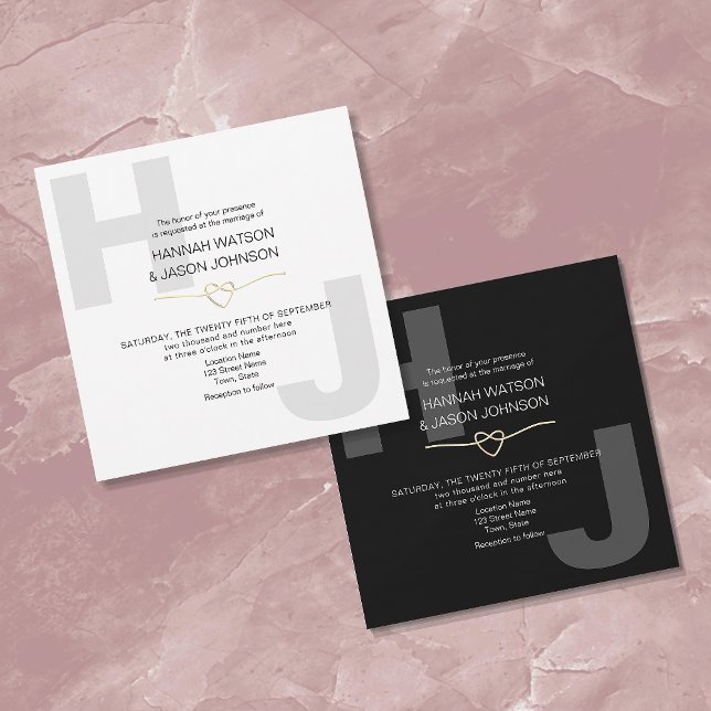 Invitation Typographie moderne Gras Mariage noir et blanc (Créateur téléchargé)