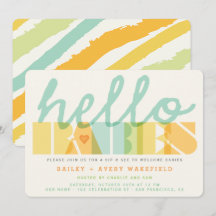 Typographie Moderne Hello Babies Jumeaux Sip & See
