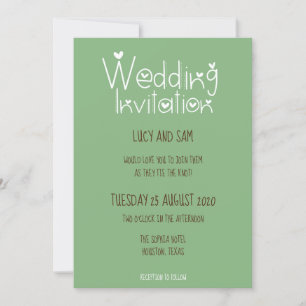 Invitation Typographie moderne informelle Mariage verte