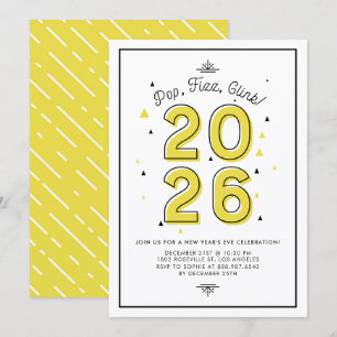Invitation Typographie moderne Jaune 2022 Soirée du Nouvel An