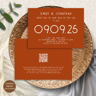 Invitation Typographie moderne Mariage en terre cuite