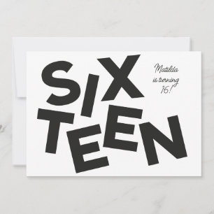 Invitation Typographie moderne minimaliste audacieuse 16e ann