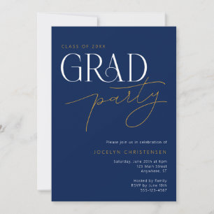 Invitation Typographie moderne Minimaliste Grad Party Invitat