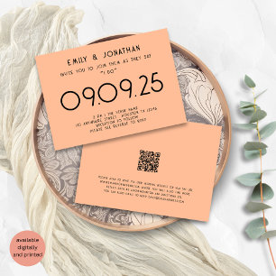 Invitation Typographie moderne Peach Mariage