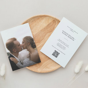 Invitation Typographie moderne Photo Budget QR Code Mariage