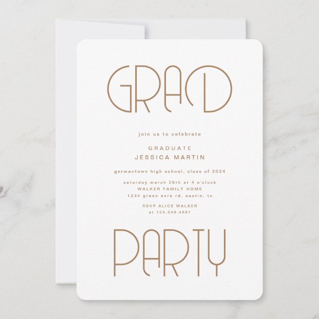 Invitation Typographie moderne Photo Graduation Party Invitat (Devant)