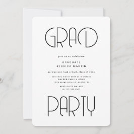 Invitation Typographie moderne Photo Graduation Party Invitat