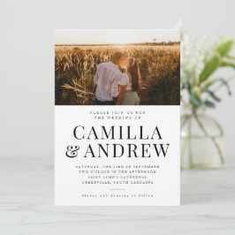 Invitation Typographie moderne Photo Mariage élégant