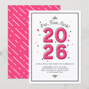Invitation Typographie moderne Pink 2022 Soirée du Nouvel An