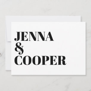 Invitation Typographie moderne Retro Bold Mariage noir et bla