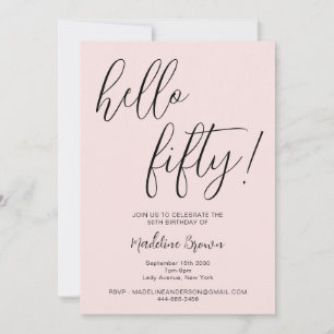 Invitation Typographie moderne Script Blush Pink 50e annivers