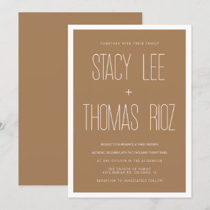 Invitation Typographie Moderne Simple Mariage Tan