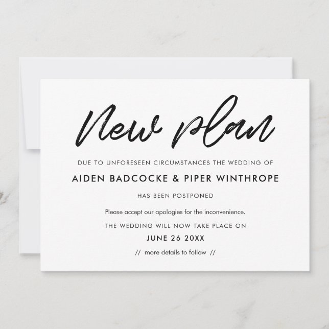 Invitation Typographie moderne simple Nouveau plan mariage mi (Devant)