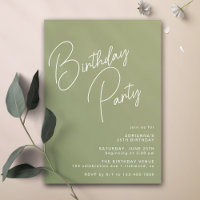 Typographie moderne Simple Olive Sage Vert Anniver