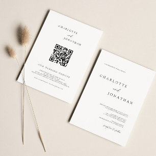 Invitation Typographie moderne simple QR Code Mariage
