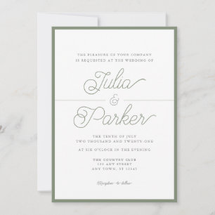Invitation Typographie moderne Simple Sage Vert Mariage front